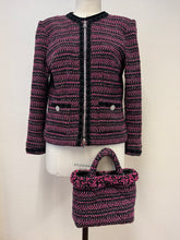 Last inn bildet i Galleri-visningsprogrammet, Sort/Ceriss Stripete Bouclè jakke