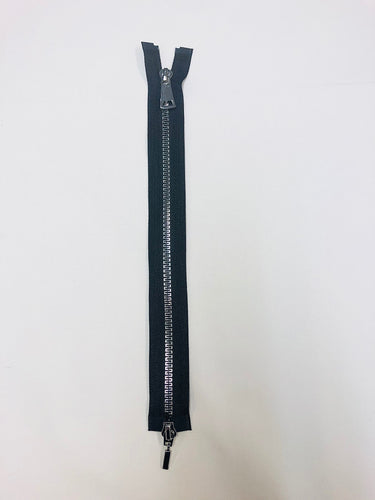 Snake toveis glidelås, sort/sølv 30 cm